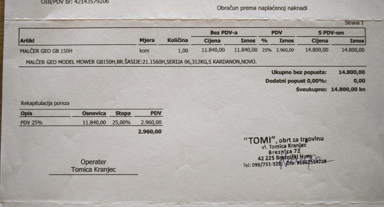 Roto kosa s bočnim diskom-hidraulična 150cm